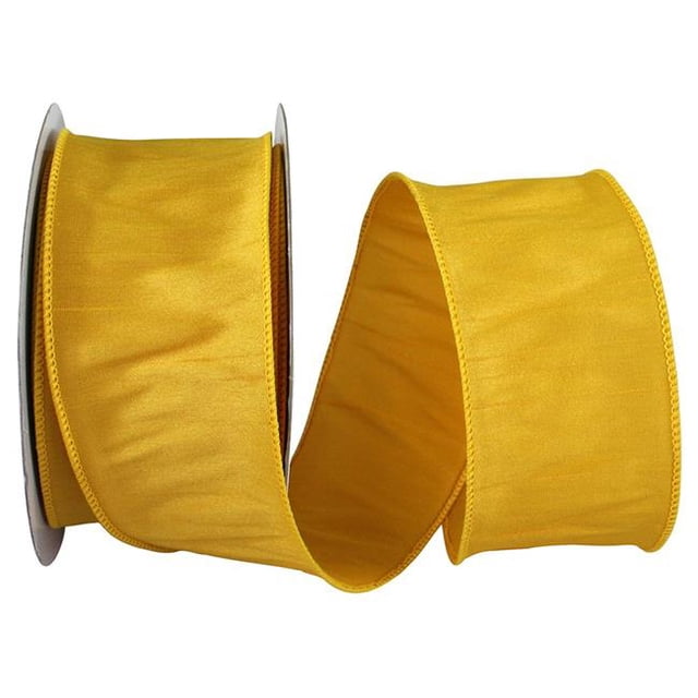 Reliant Ribbon 92975W-662-40H 20.5 in. 20 Yards Dupioni Supreme Wired Edge Ribbon, Yellow Gold