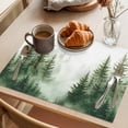 thumbnail image 3 of Watercolor Forest Placemats Set of 12 Green Foggy Natural Landscape Plants Place Mats Indoor Wipeable Table Mats Washable Cloth Dining Table Placemats for Kitchen Holiday Party Home Decor 13x19 Inch, 3 of 9