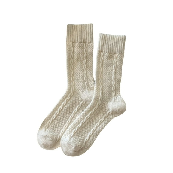 HEVIRGO 1 Pair Unisex Winter Socks Mid-tube Anti-slip Thick Keep Warm Twisted Texture Sweat Absorption Floor Socks Daily Wear Various Occasions