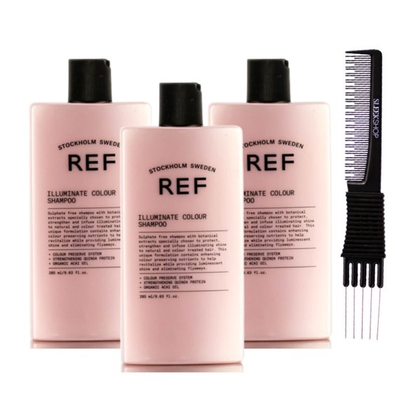 Reference Of Sweden REF Illuminate Colour Shampoo (9.63 oz ) with SLEEKSHOP Teasing Comb (PACK OF 3)