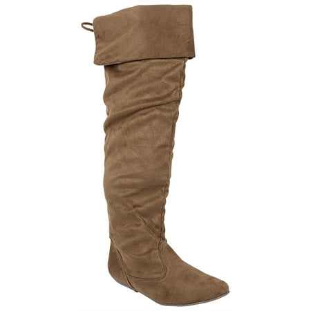 - Enimay Women's Winter Fashion Comfy Vegan Block Heel Back Lace Thigh High Over The Knee Boots 58 Beige Size 5