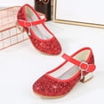 thumbnail image 6 of VeFlora Girls Dress Shoes, Glitter Princess Shoe, Flower Mary Jane Low Heels, Party Wedding Prom Footwear for Toddler Kids(Red/11.5-12 Years Big kids), 6 of 8