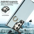 thumbnail image 3 of Wallet Case for Samsung Galaxy S22 Ultra, Detachable Crossbody Case Ring Wallet with Card Holder Lens Protective Film, Folio PU Leather Phone Cover Strap Lanyard for Galaxy S22 Ultra Case, Blue, 3 of 8