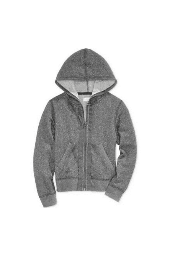 Girls French Terry Hoodie, Granite Twist/Black, Size S, MSRP $36