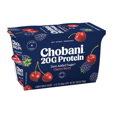 Chobani 20G Protein Low-Fat Greek Yogurt Cherry Berry 6.7oz 4 Pack