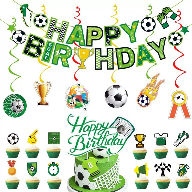 Kit de decoración para fiestas con temática de fútbol, cumpleaños, 20 unidades