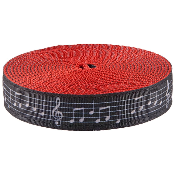 Country Brook Design - Sheet Music Ribbon on Red Nylon Webbing (1 Inch, 50 Yards)