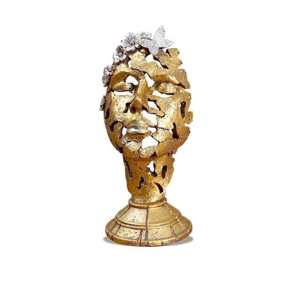Thinker Statue Gold Home Accent Art Woman Face Abstract Sculpture for Home Shelf Decor Knick Knacks Decorative ornaments for desks and TV stands 10.6inch High