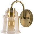 thumbnail image 6 of Mark&Day Wall Sconces, Ebenfurth Global Metallic Brass 1-Light Plug-in or Hardwire Wall Sconce Lighting for Bedroom Hallway Kitchen, Brushed Polished Translucent, Bulb not Included (9"H x 5"W x 8"D), 6 of 9