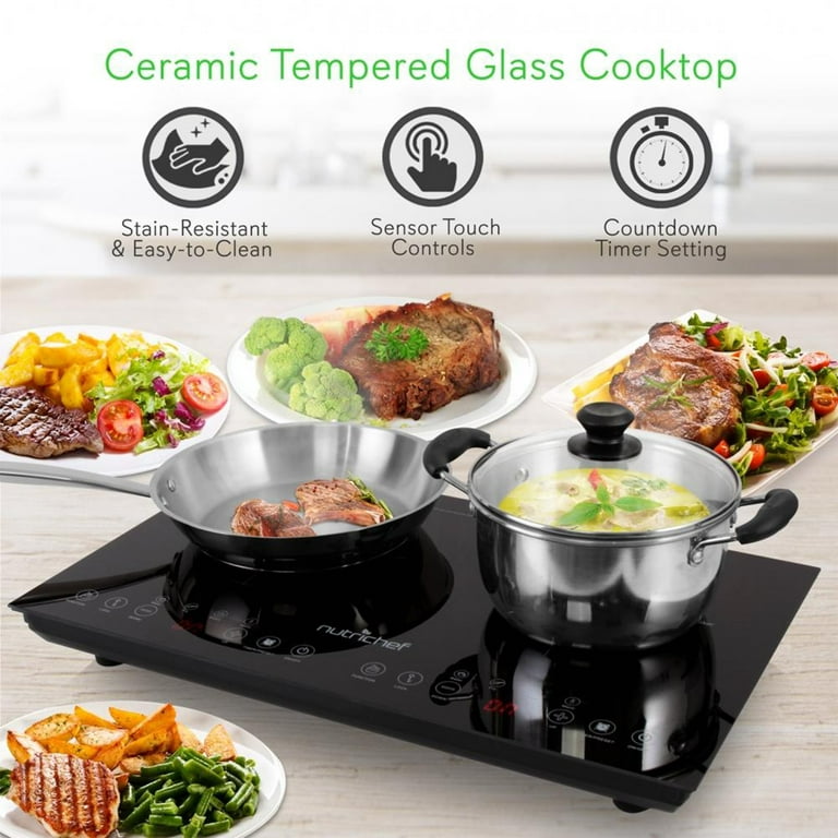Electric Cooktop 110v,Single Burner Electric Stove Infrared Cooktop Hot  Plate 1800W,4-Hour Setting,Black Crystal Glass Surface Compatible for All