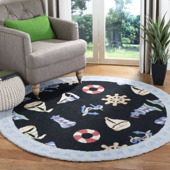 Safavieh Chelsea Agatha Geometric Area Rug, Black, 7'6" x 9'6" Oval
