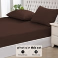 thumbnail image 3 of Fitted Sheet + Pillowcase Set 800 Thread Count 100% Egyptian Cotton 3-Piece ( 1-Fitted + 2-Pillowcase ) King Size (78" x 80") Inch 15-Inch Deep Pocket, All-Around Elastic Chocolate Stripe, 3 of 6