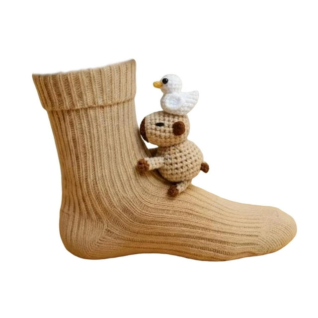 Calcetines de animales de punto en 3D, cálidos y adorables, con forma de animales, para abrazar, regalo de cumpleaños Pato
