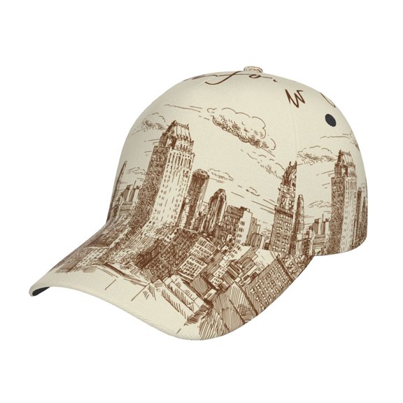 Teaboi New York Pattern Baseball Cap, UV Protection Adjustable Sports Cap, Outdoor Hat for Men and Women