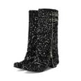 thumbnail image 2 of Women's Mid-Calf Boots Fashionable Pattern Sequins Autumn Winter Cool Zippers Low Heels Comfortable Shoes, 2 of 8