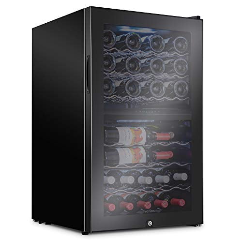 Ivation 43 Bottle Dual Zone Wine Cooler Refrigerator W Lock Large Freestanding Wine Cellar For Red White Champagne Sparkling Wine 41f 64f Digital Temperature Control Fridge Glass Door Black Walmart Com Walmart Com