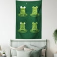 thumbnail image 4 of Funny Tapestry, Funny Muzzy Frog on Lily Pad in Pond Hunting Tasty Fly Expressions Cartoon Animal, Wall Hanging for Bedroom Living Room Dorm Decor, 40W X 60L Inches, Hunter Green, by Ambesonne, 4 of 5