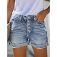 thumbnail image 2 of EMMIOL Women's High Waisted Rolled Denim Shorts Casual Ripped Summer Hot Shorts with Pockets Frayed Distressed Style, 2 of 6
