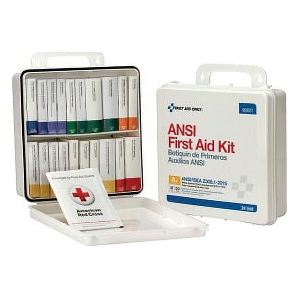 First Aid Only 50-Person Unitized Plastic First Aid Kit - ANSI Compliant 24 x Piece(s) For 50 x Individual(s) - 3" Height x 10" Width x 10" Length - Plastic Case - 1 Each
