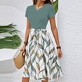 thumbnail image 2 of WTOBBY Women's Stretchy Belted Floral Print Short Sleeve Round Neck Casual Elegant Outdoor Dress,Mint Green XL, 2 of 4