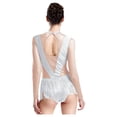 thumbnail image 2 of Kaerm Women Rhinestones Fringed Leotard Mesh Patchwork Long Sleeve Tassel Bodysuits Jazz Dancewear White XL, 2 of 7