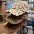 thumbnail image 2 of Byfri Leopard Print Baseball Cap Dark Brown Washed Distressed Cotton 55-60cm for Men Women Outdoor, 2 of 7