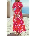 thumbnail image 7 of PRETTYGARDEN Women's Summer Casual Flutter Short Sleeve Boho Floral Maxi Dress Crew Neck Smocked Tiered Long Dresses, 7 of 7