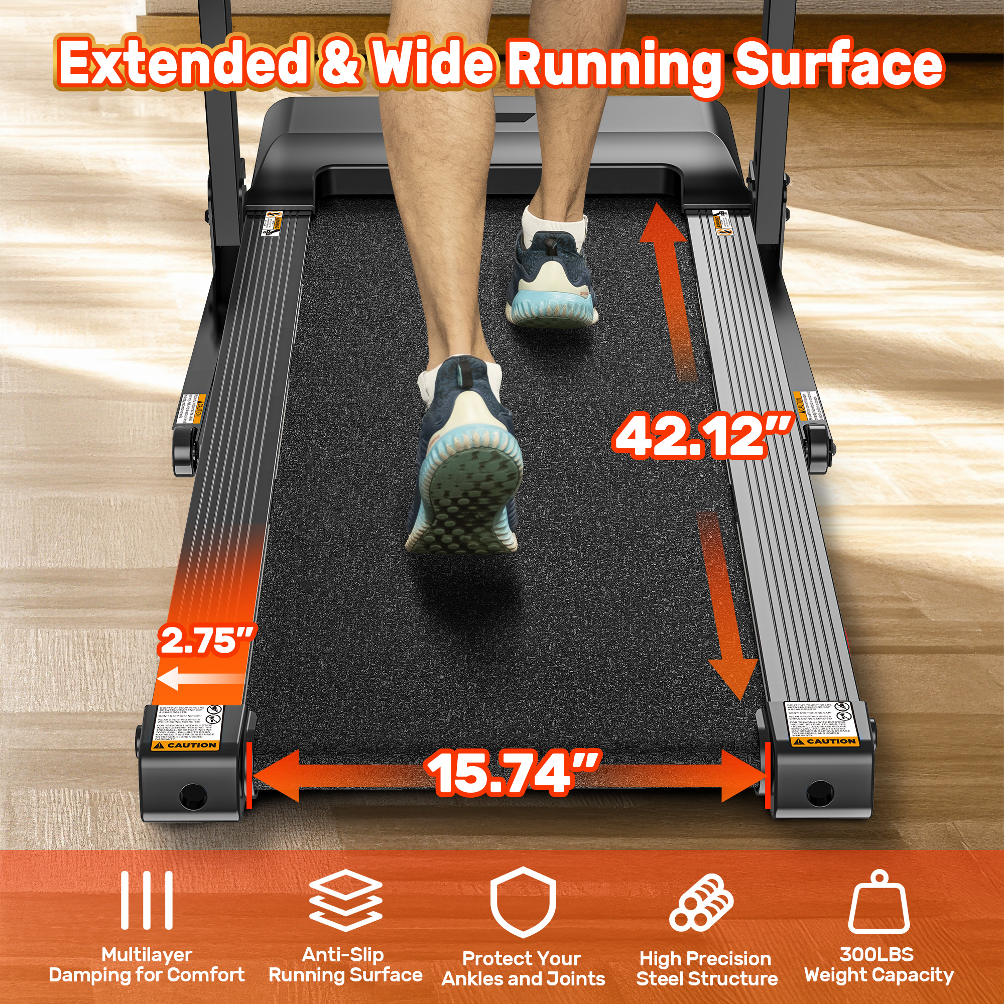 300 lbs Capacity Treadmill for Home, 3.5HP Folding Treadmill w/ 71 Preset Workouts, APP with Free Train Courses, Dual HiFi Speakers, Exercise Equipment for Walking, Jogging, Running