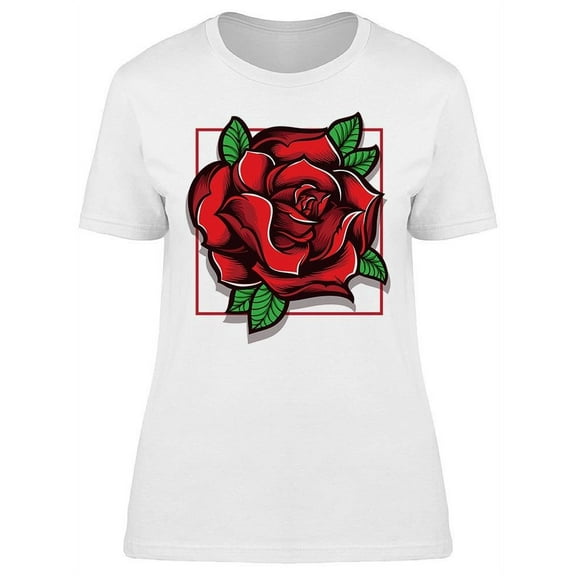 Rose Drawing Digital Square T-Shirt Women -Image by Shutterstock, Female x-Large