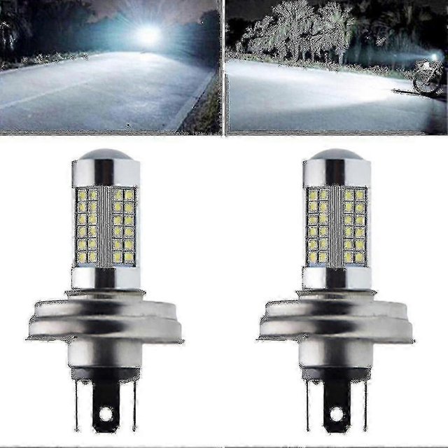 2pcs Motorcycle P45t R2 66smd Led Headlight Lamp High/low Beam For Scooter Moped White 6000k 6v 12v -bp WG