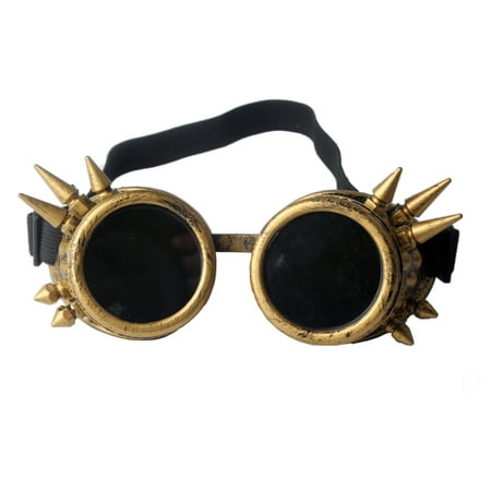C.F.GOGGLE Vintage Rivets Gothic Steampunk Goggles Halloween Costume Props Black Lens