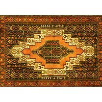 Ahgly Company Machine Washable Indoor Rectangle Persian Yellow Traditional Area Rugs, 5' x 7'