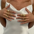 thumbnail image 3 of Mix and Matching Pearls Hollow Irregular Rings Set in Gold Silver Tones Trendy Jewelry, 3 of 14