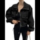 thumbnail image 2 of Chaqueta Corta para Mujer, Anorak Utilitario Extragrande con Cremallera y Bolsillos Negro XL, 2 of 8