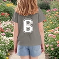 thumbnail image 7 of THDHVS Girls Shirts,Girls Short Sleeve Tops,Kids Number Print Short Sleeve Tee Casual Everyday Dark Gray 9-10 Years, 7 of 7