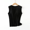 thumbnail image 1 of Puntoco Camisetas de cuello cuadrado para mujer, top informal de verano de gran tamaño a la moda de color sólido con cuello redondo, camiseta sin mangas, 1 of 5
