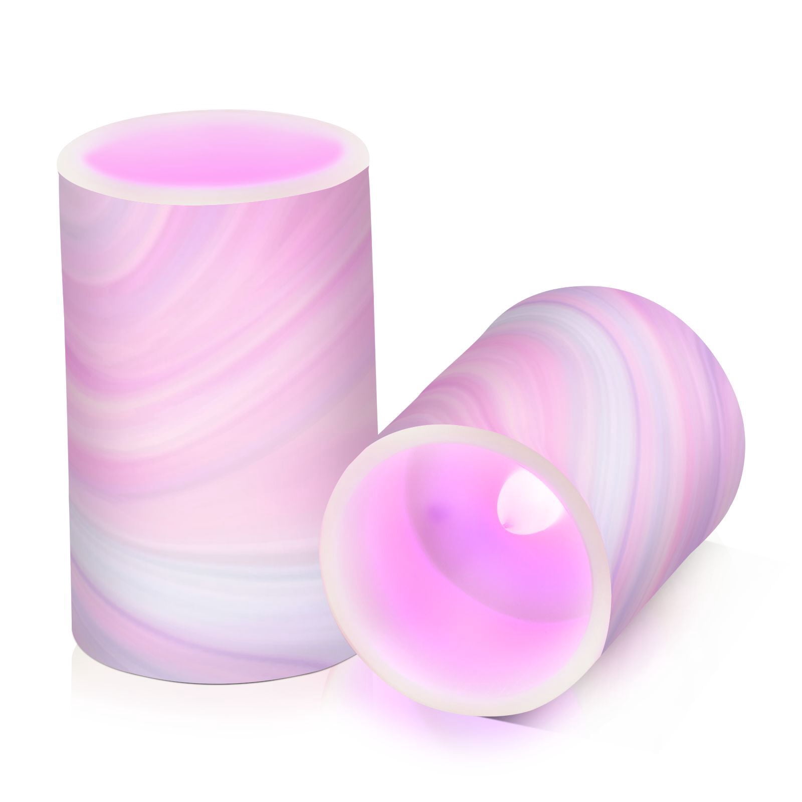 Abstract Marble Pink 2 PCS LED Flickering Flameless Candles with Remote Control Realistic 3D Wick LED Window Candles Sets for Wedding Table Home Decoration Gifts