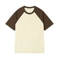 thumbnail image 1 of Men's Patchwork Round Neck T-Shirt - Color Contrast, Retro, Loose Short Sleeve, for Daily Style, 1 of 2