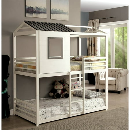 Furniture Of America Nesta Wood House Twin Over Twin Bunk Bed