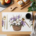 thumbnail image 2 of White Spring Floral Placemats Set of 4 Lavender Botanical Art Summer Place Mats Indoor Wipeable Table Mats Washable Cloth Dining Table Placemats for Kitchen Holiday Party Home Decor 13x19 Inch, 2 of 9
