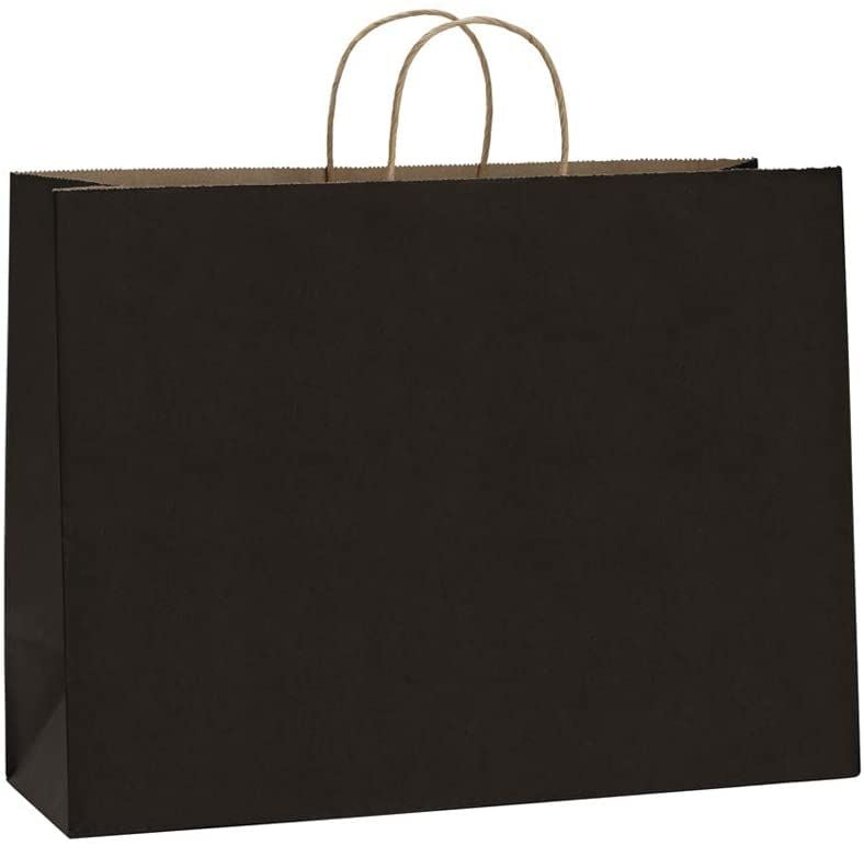 Gift Bags 16x6x12 inch Paper Bags Small Kraft Black Gift Bags Bulk with