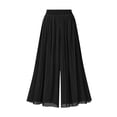 thumbnail image 3 of Mgmyaa Women's Casual Solid Elastic Waist Loose Relaxed Full Culottes, 3 of 6