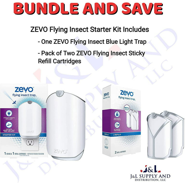 Zevo Indoor Flying Insect Trap Starter Kit For Fruit Flies, Gnats
