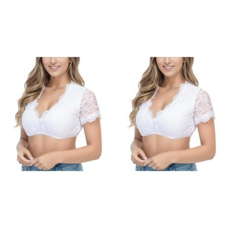 Rinsvye 2 Pcs Women 1Pc Underwire Lace Tube Tops for Women Lace Vest Women s Elegant Corset Top with Straps Dirndl Blouse Black Dirndl Mesh Tube Top Blouse Lace Blouse for Oktoberfest Linge