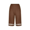 thumbnail image 5 of Stamzod Womens Capris 2026 Summer Cotton And Linen Vacation Beach Cropped Pants with Pocket Hollow Out Casual Capris Pants for Women Brown XXL, 5 of 6