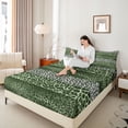 thumbnail image 4 of Castle Fairy Green Leopard Print Queen Sheet Sets,Animal Print Patchwork Bed Set, 4 of 7