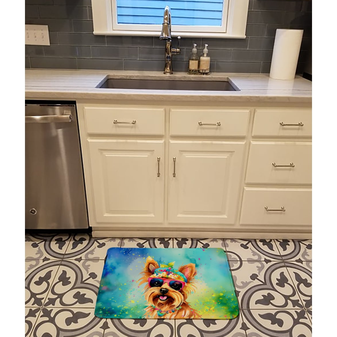 Yorkshire Terrier Hippie Dawg Memory Foam Kitchen Mat