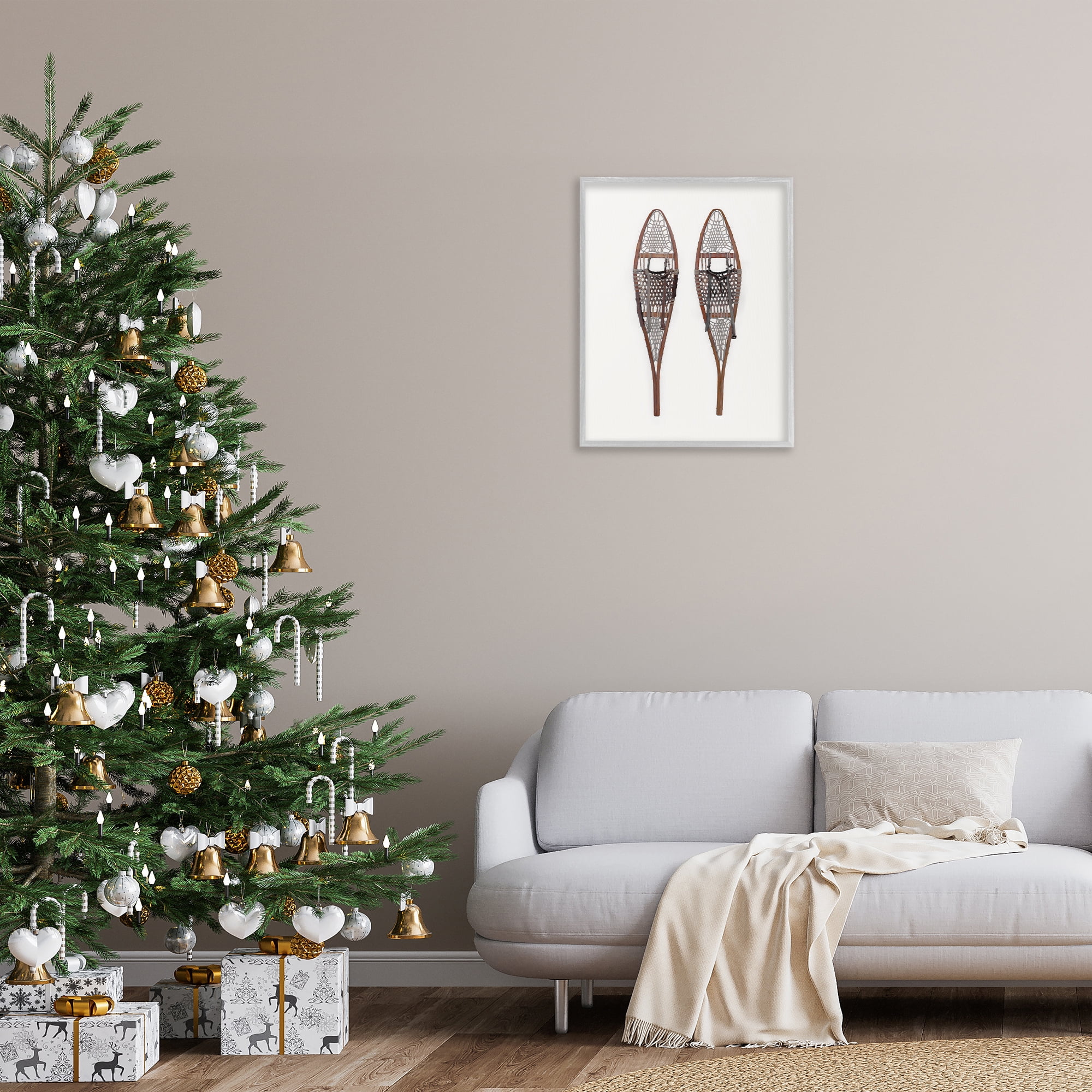 Stupell Industries Minimal Winter Snow Shoes Sports Painting Gray Framed Art Prints Wall Art, 24 x 30
