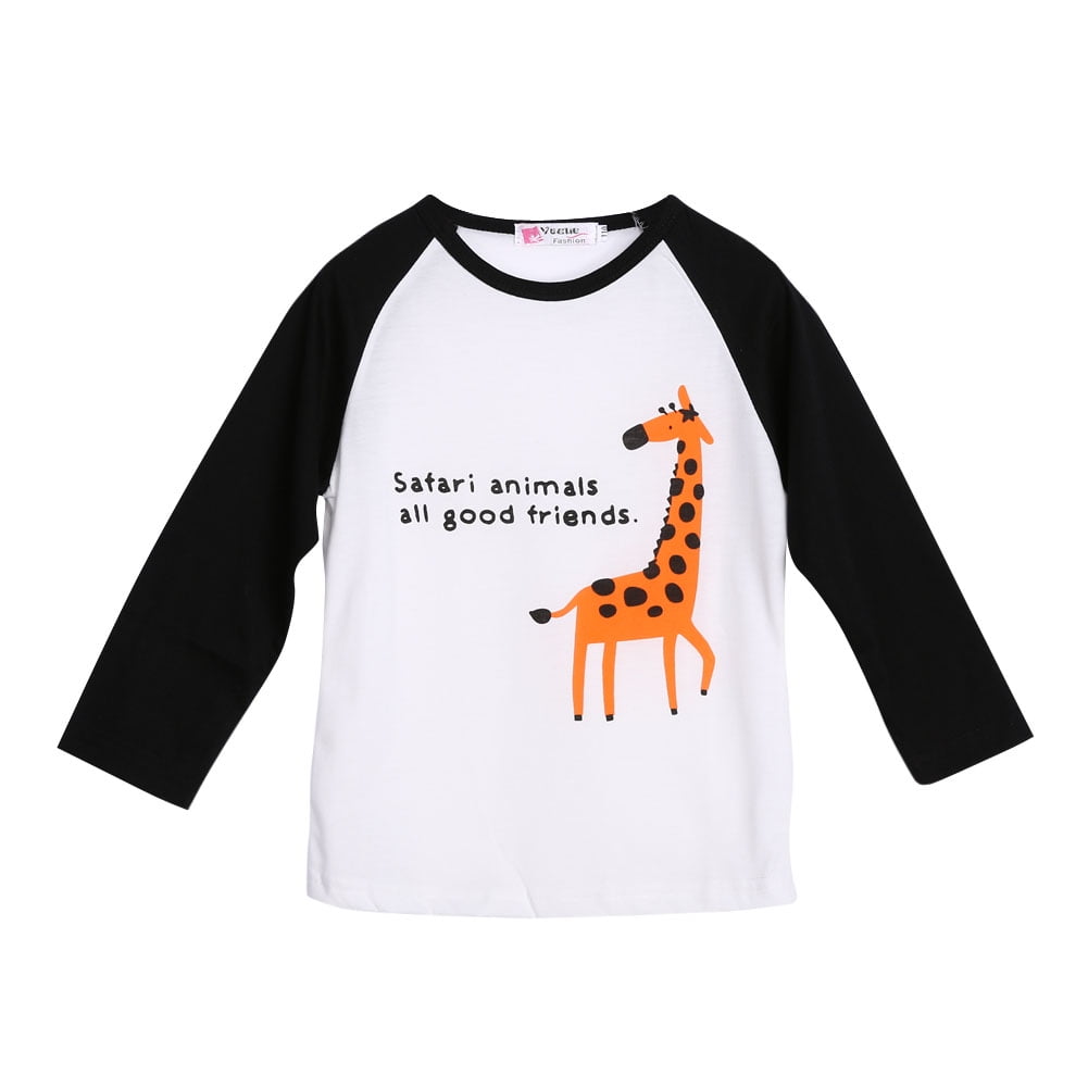 Black Giraffe Baby Boy Clothes Short Sleeve Graphic Toddler T Shirt Boys Girls 6-24 Month
