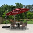 thumbnail image 3 of PURPLE LEAF 11FT Deluxe Round Solar Powered LED Patio Umbrella, Large Offset Cantilever Umbrella with 360° Rotation, Terra, 3 of 16